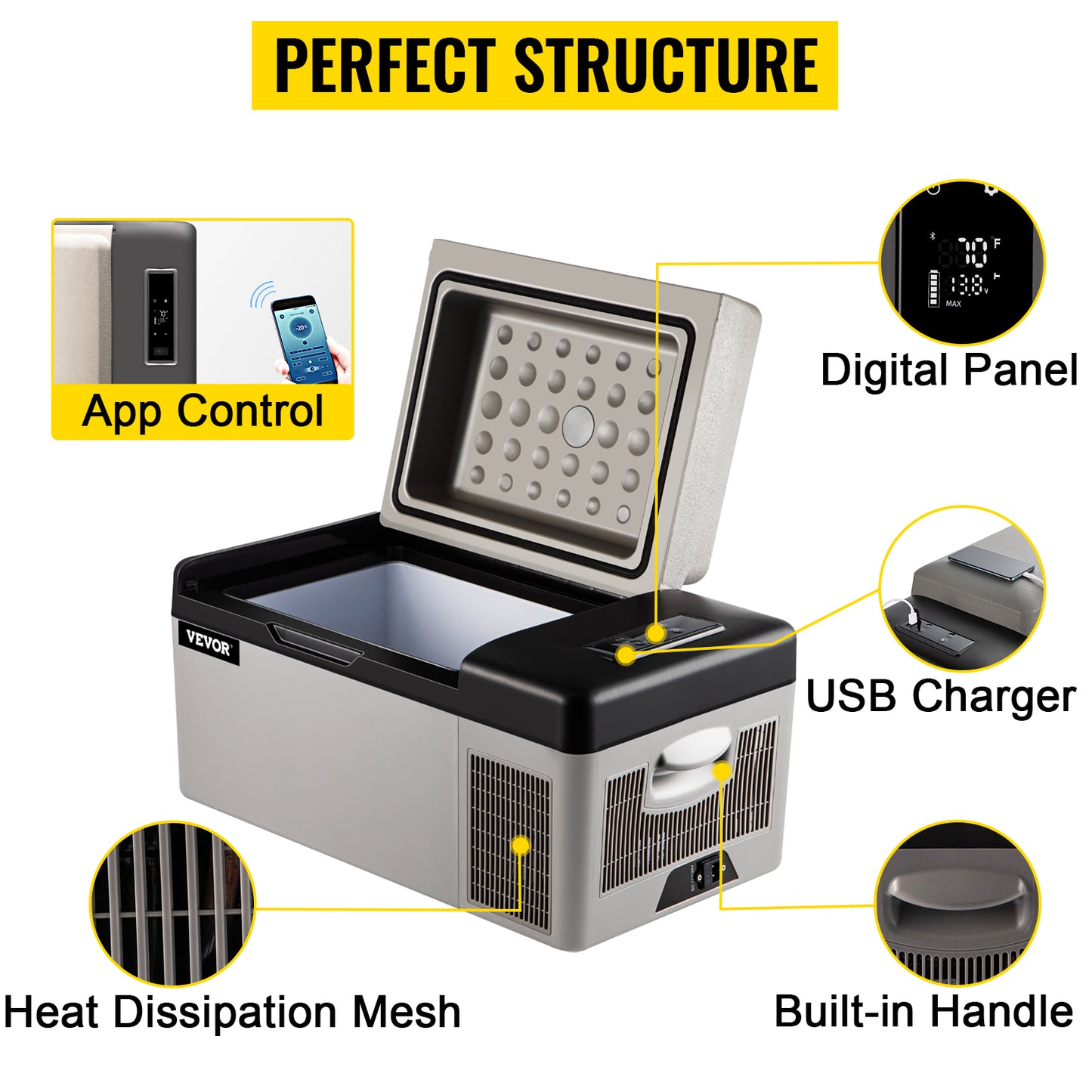 Ljustra 20L Portable Car Refrigerator Electric Cooler 12V 110V AC DC