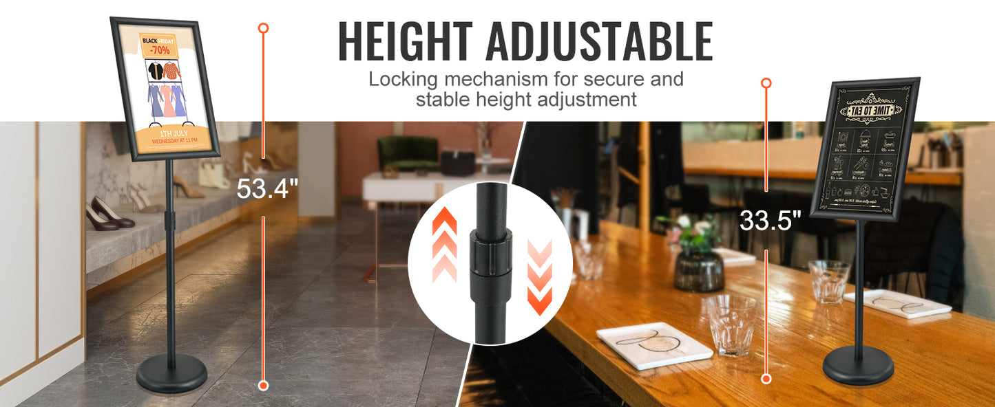 VEVOR Adjustable Pedestal Sign Holder Heavy-Duty Floor Stand Display