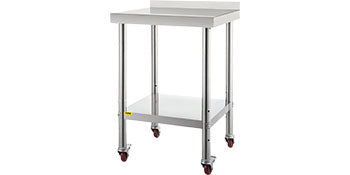 Heavy Duty Stainless Steel Kitchen Prep Table with Backsplash and Casters