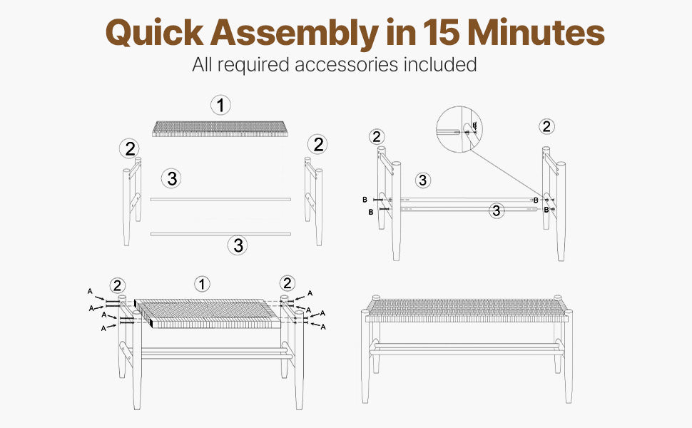 Ljustra Rattan Bench Entryway Seating Boho Oak Wood Legs Living Room