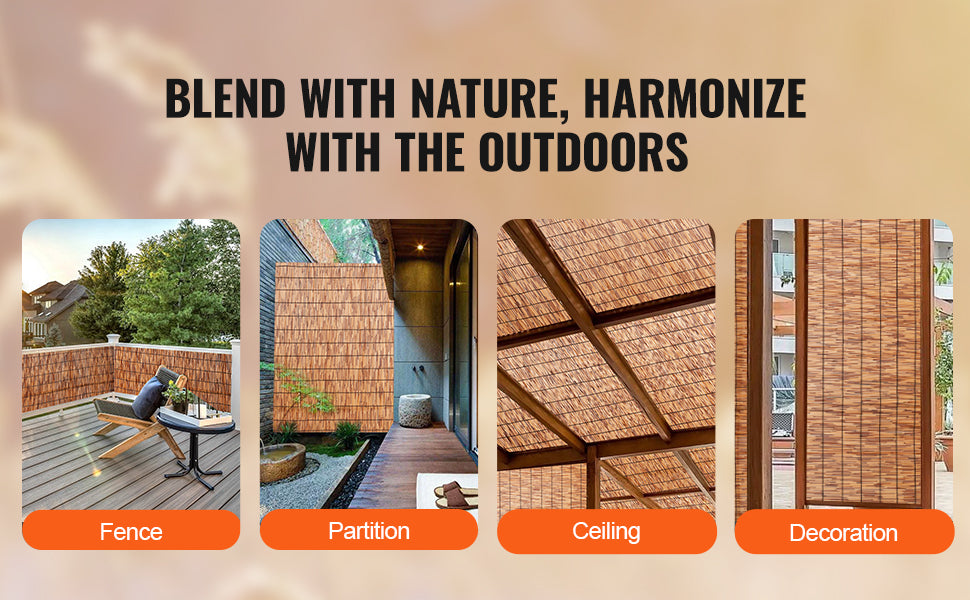 Natural Reed Fencing Roll 3.3ft x 13.3ft Outdoor Privacy Screen