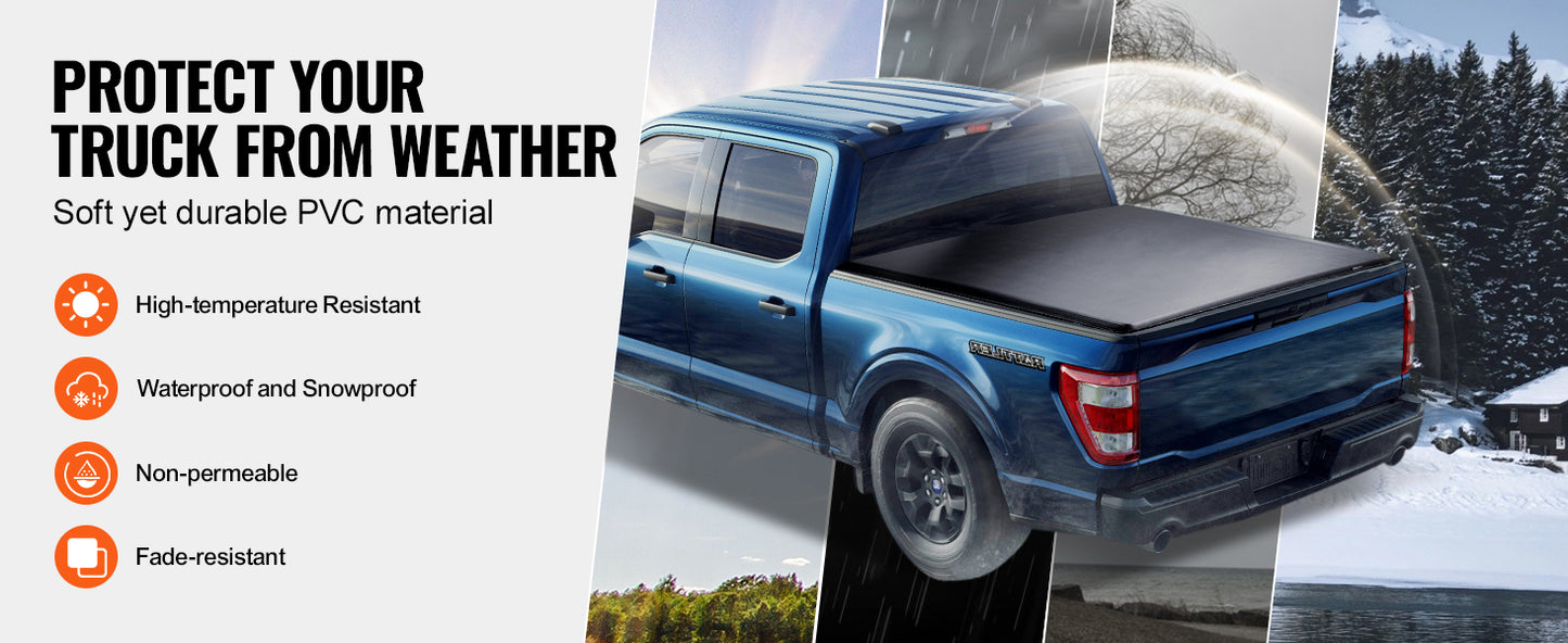 SucceBuy Roll Up Truck Bed Cover for 2009-2024 Ford F-150 5.5ft