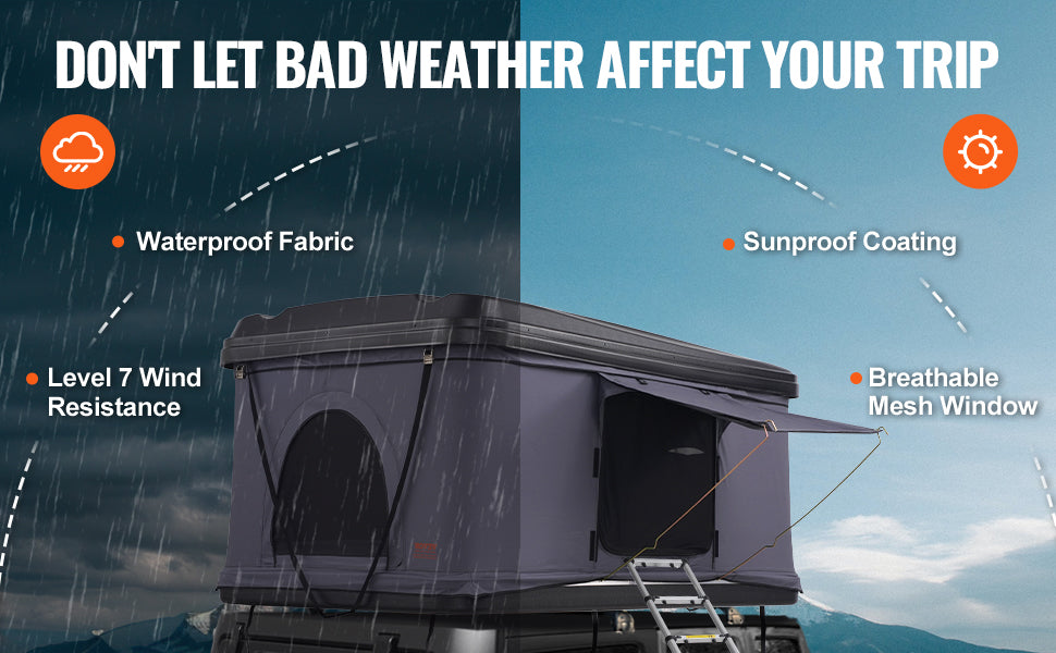Ljustra Hard Shell Rooftop Tent with Ladder Waterproof for Jeep Van Truck