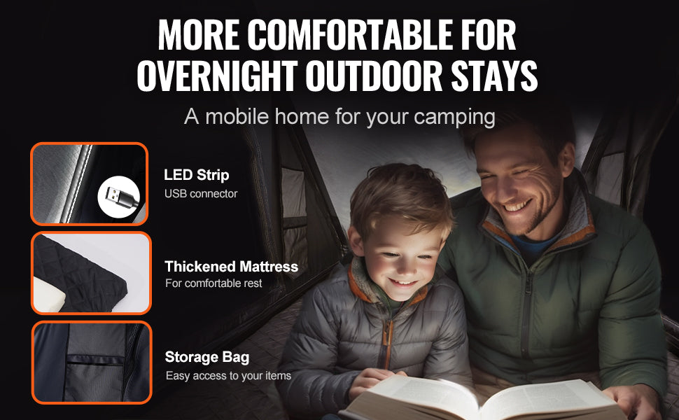 Ljustra Hard Shell Rooftop Tent with Ladder Waterproof for Jeep Van Truck