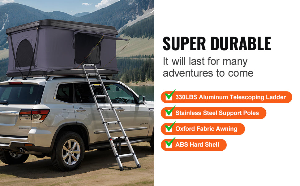 Ljustra Hard Shell Rooftop Tent with Ladder Waterproof for Jeep Van Truck