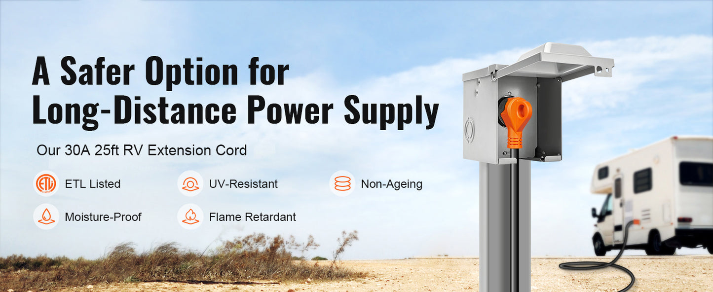 SucceBuy RV Extension Cord 25ft 50ft 30A 50A Power Cord ETL Listed