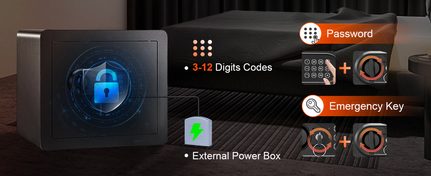 VEVOR Electronic Safe Deposit Box Digital Access Dual Lock Security