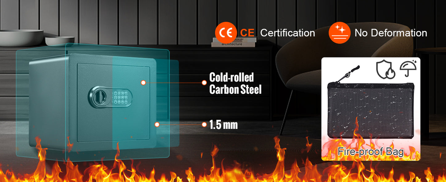 Ljustra 1.2 Cubic Feet Electronic Safe Box with Digital Access and Keys