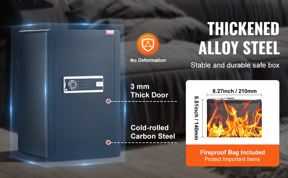 SucceBuy 4.0 cu.ft Safe Box with Key Lock Fingerprint LED Light