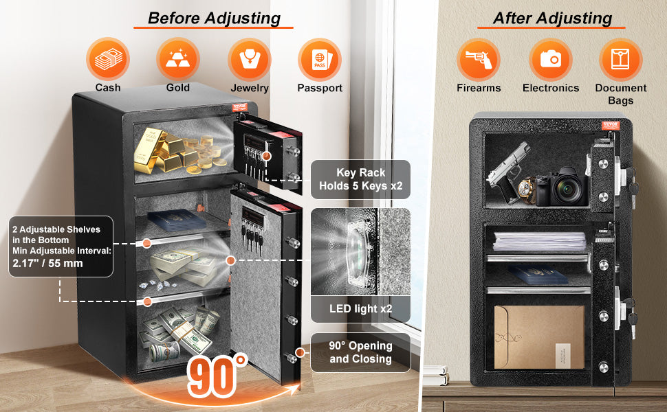 SucceBuy 4.0 cu.ft Safe Box with Key Lock Fingerprint LED Light