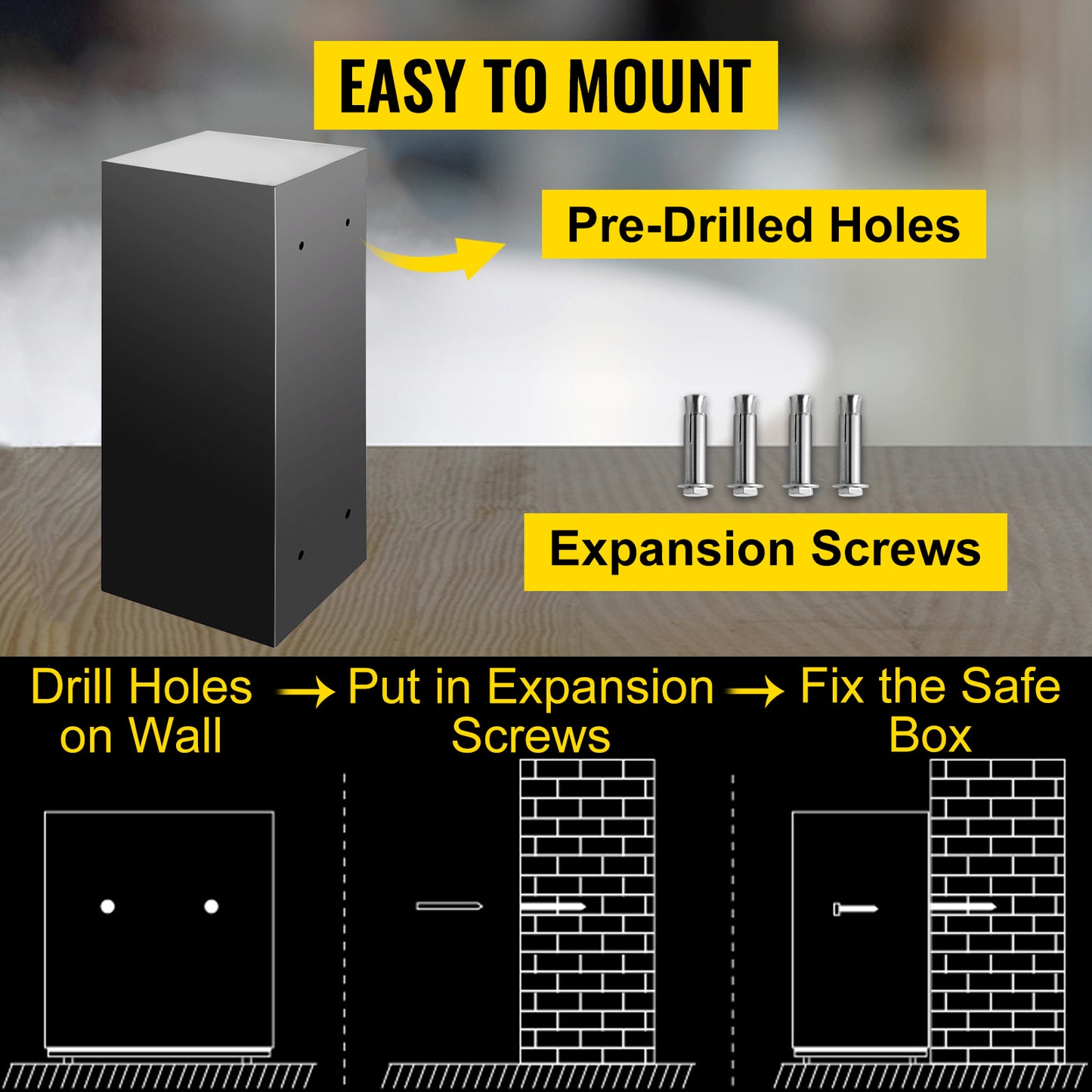 Ljustra 33 Inch Double Door Safe Deposit Box Electronic Lock Hidden Piggy Bank