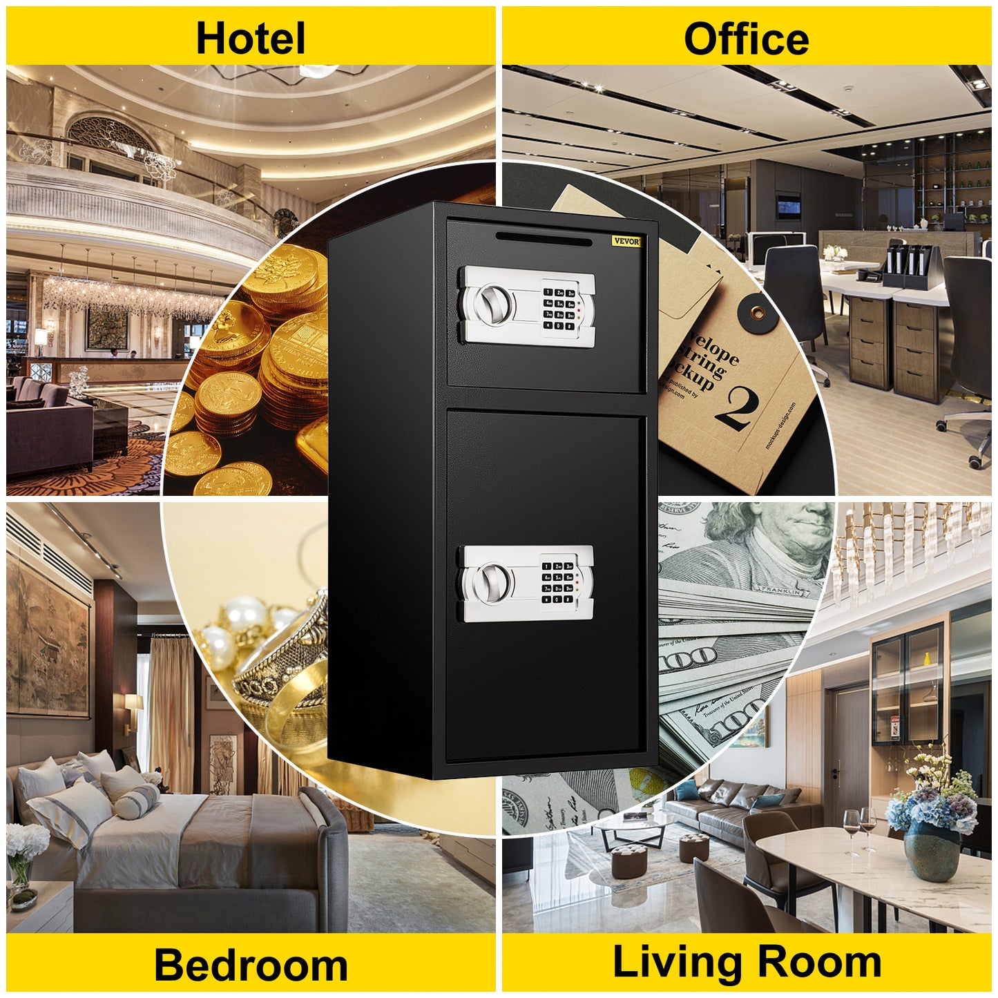 Ljustra 33 Inch Double Door Safe Deposit Box Electronic Lock Hidden Piggy Bank