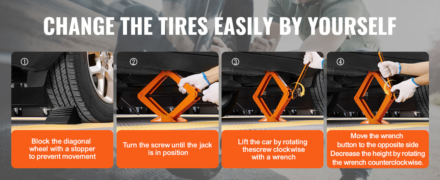 Ljustra 2.5 Ton Scissor Jack Portable Car Tire Jack 3.7-17.1 Inch Lift Range