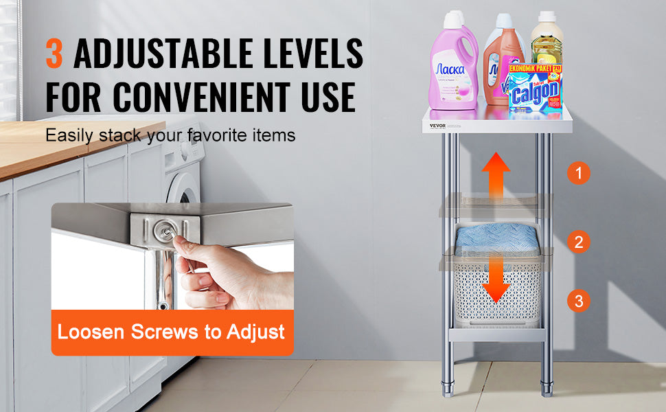 Ljustra Stainless Steel Prep Table Commercial Workstation Kitchen Garage