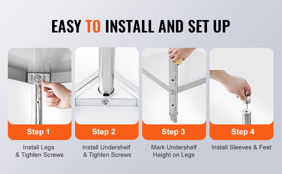 Ljustra Stainless Steel Prep Table Commercial Workstation Kitchen Garage