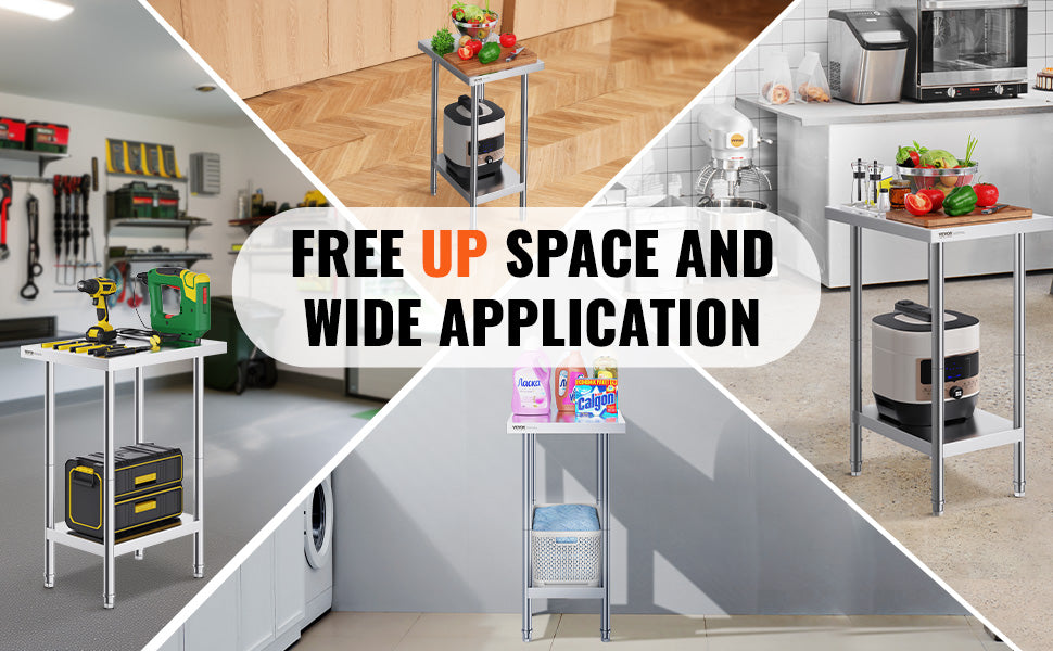 Ljustra Stainless Steel Prep Table Commercial Workstation Kitchen Garage