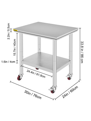 SucceBuy Stainless Steel Kitchen Worktable with Wheels for Home Restaurant