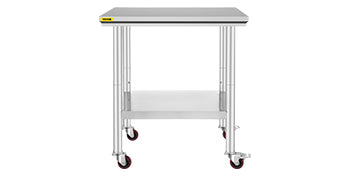 SucceBuy Stainless Steel Kitchen Prep Table with Caster Wheels 352 lbs Load