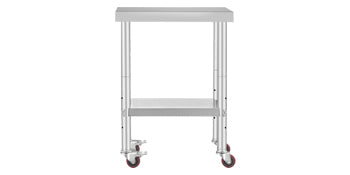 SucceBuy Stainless Steel Kitchen Worktable with Wheels for Home Restaurant