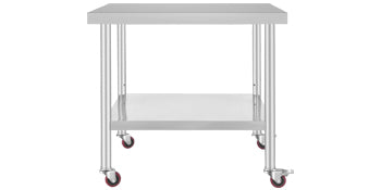 SucceBuy Stainless Steel Kitchen Prep Table with Caster Wheels 352 lbs Load