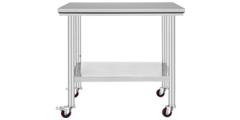 SucceBuy Stainless Steel Kitchen Prep Table with Caster Wheels 352 lbs Load