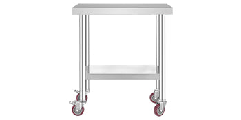 SucceBuy Stainless Steel Kitchen Prep Table with Caster Wheels 352 lbs Load