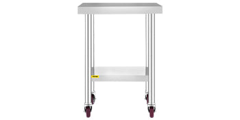 SucceBuy Stainless Steel Kitchen Prep Table with Caster Wheels 352 lbs Load