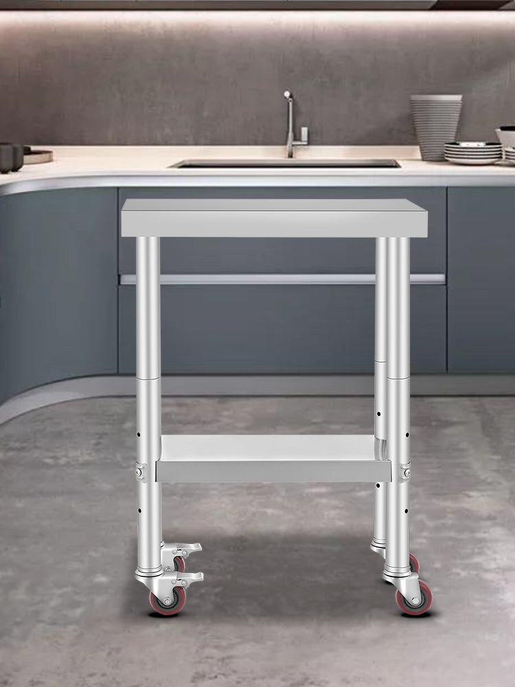 SucceBuy Stainless Steel Kitchen Worktable with Wheels for Home Restaurant