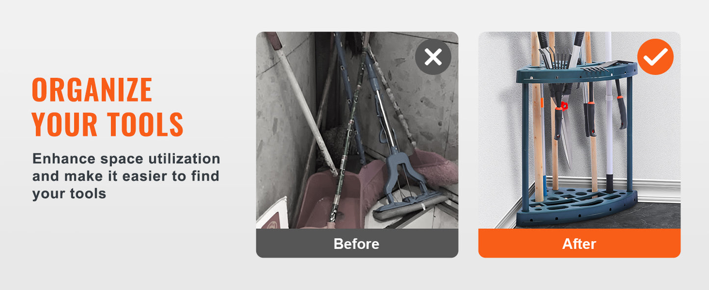 Ljustra 19 Slot Garden Tool Organizer Yard Tool Holder for Garage Outdoor