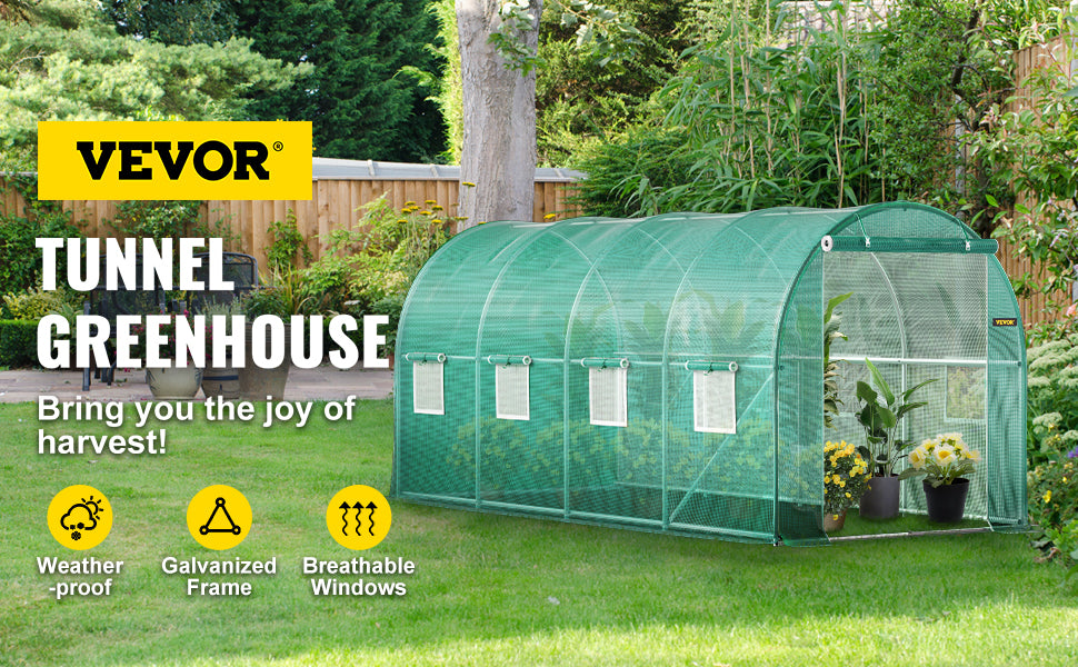 SucceBuy Walk-in Tunnel Greenhouse Galvanized Frame Waterproof Cover