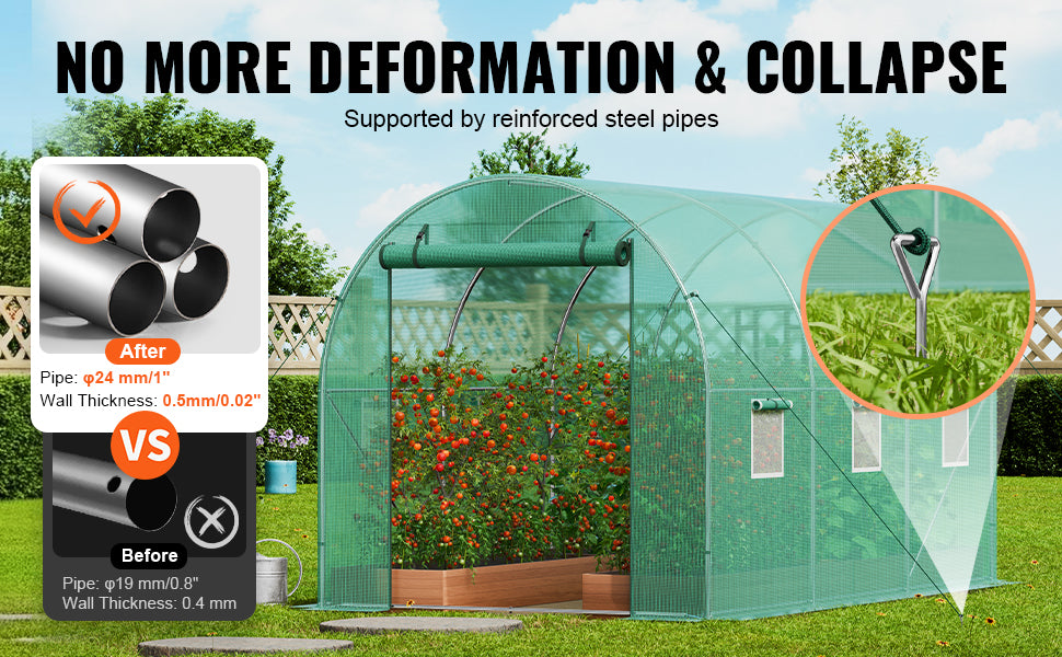 Large Walk-in Tunnel Greenhouse Heavy-Duty PE Cover Steel Frame