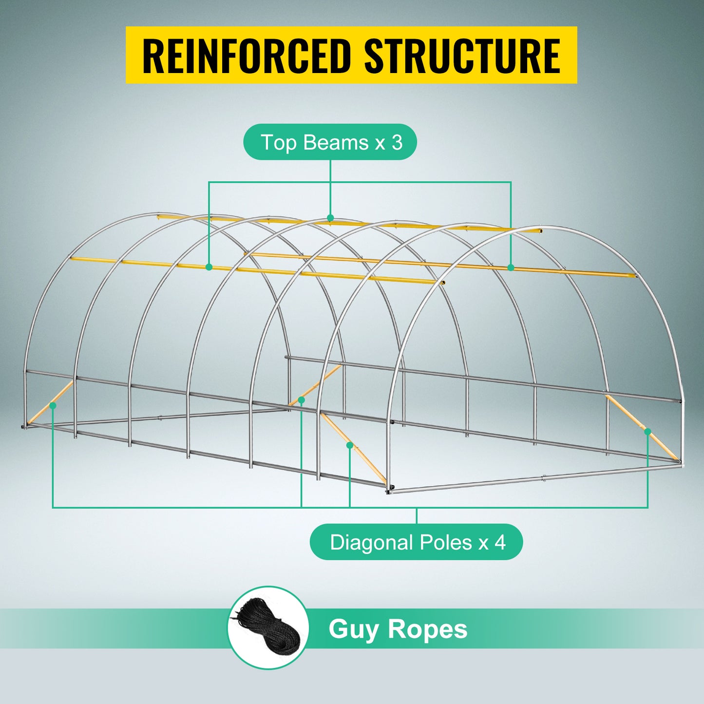 Ljustra Walk-in Tunnel Greenhouse 20x10x7 ft Portable with Zippered Doors