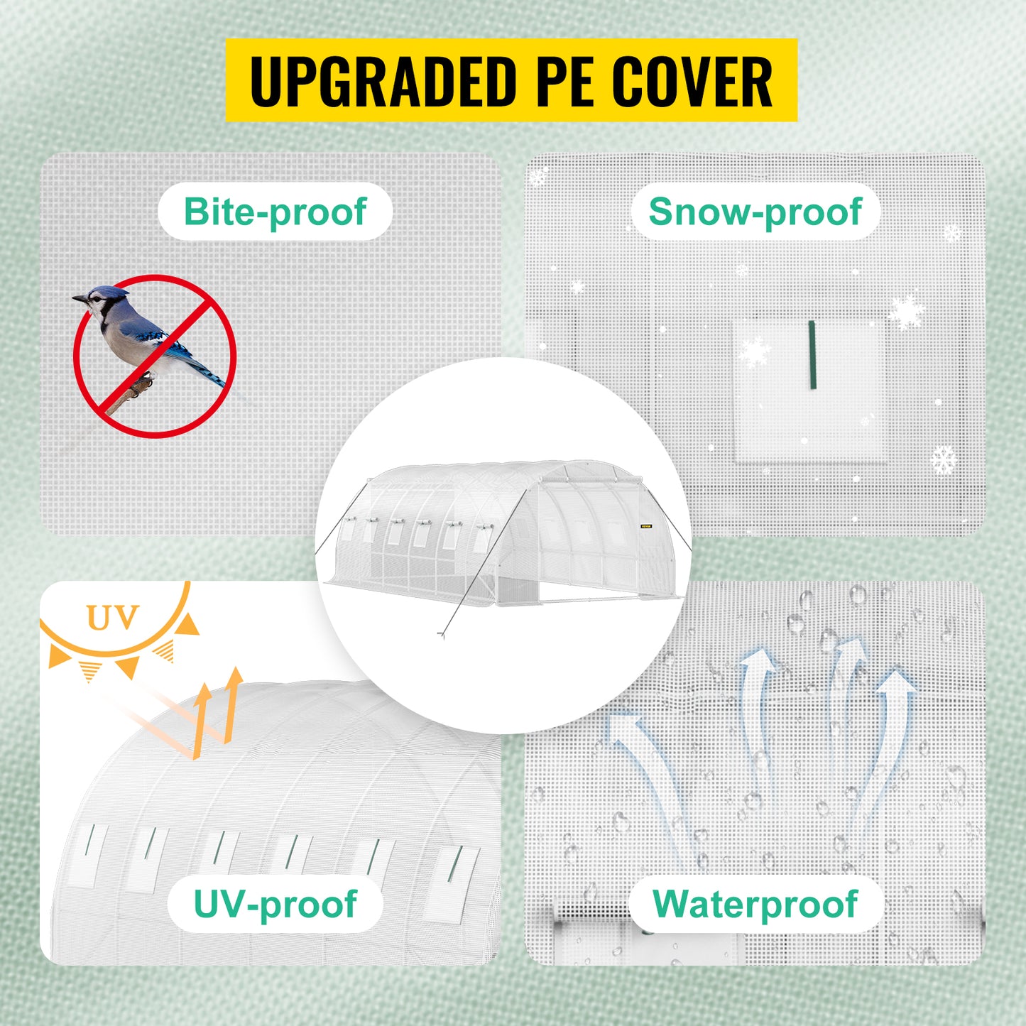 Ljustra Walk-in Tunnel Greenhouse 20x10x7 ft Portable with Zippered Doors
