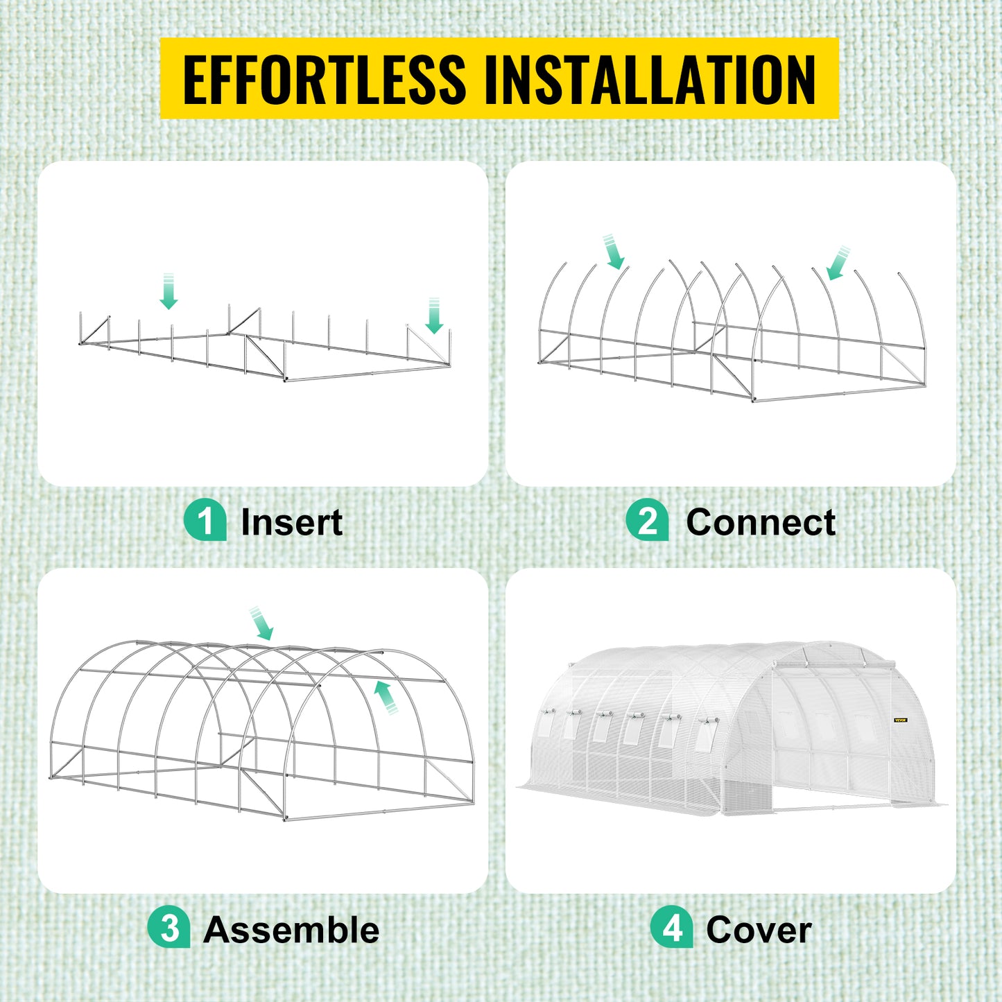 Ljustra Walk-in Tunnel Greenhouse 20x10x7 ft Portable with Zippered Doors