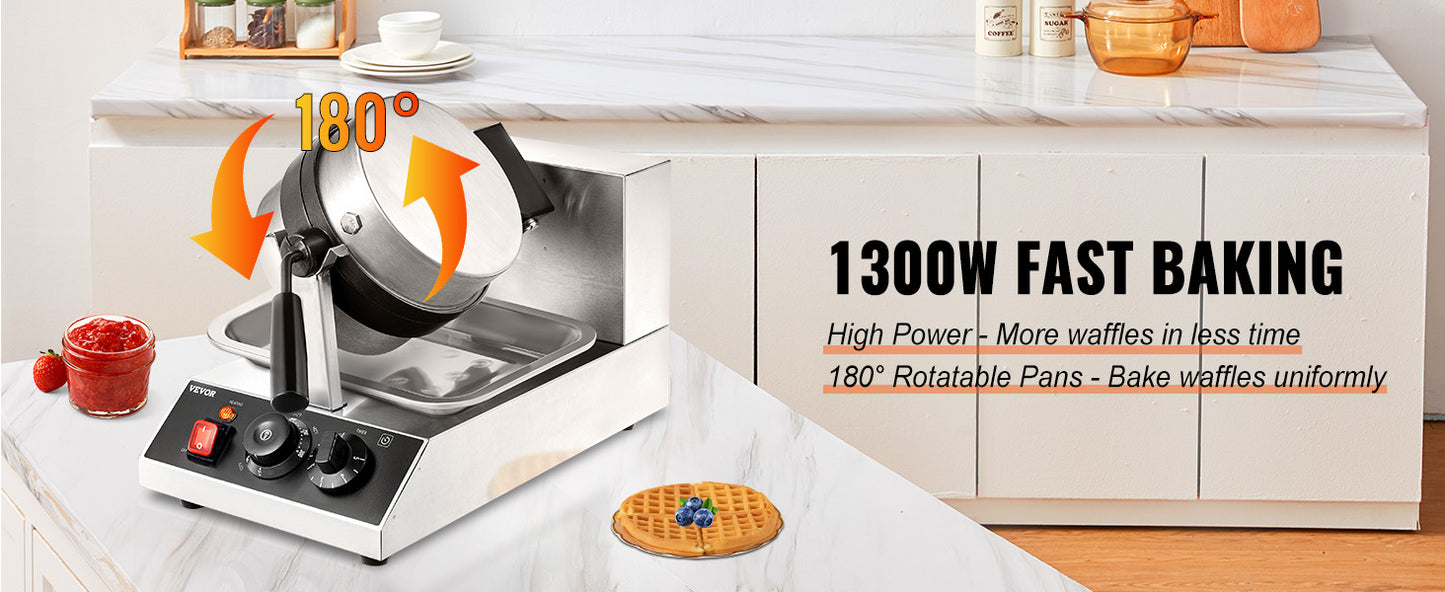 SucceBuy Electric Waffle Maker Non-Stick Stainless Steel Waffle Iron