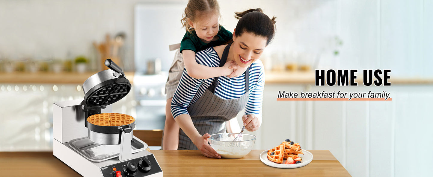 SucceBuy Electric Waffle Maker Non-Stick Stainless Steel Waffle Iron