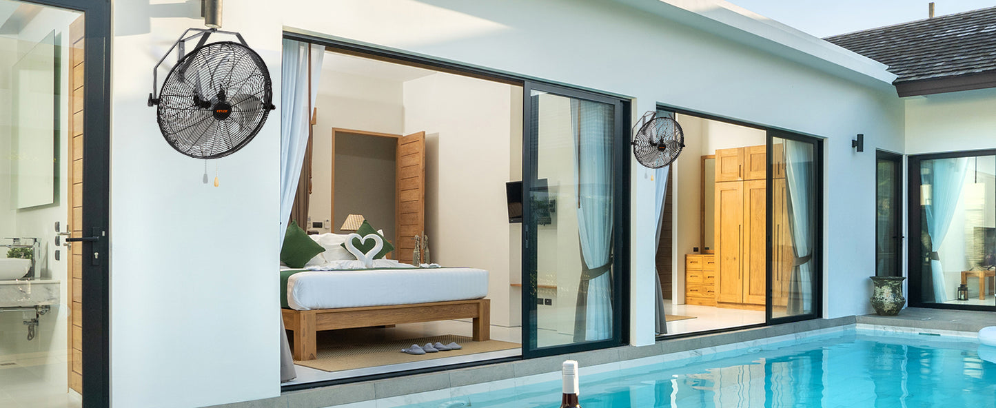 Ljustra High Velocity Waterproof Oscillating Wall Fan for Outdoor Use