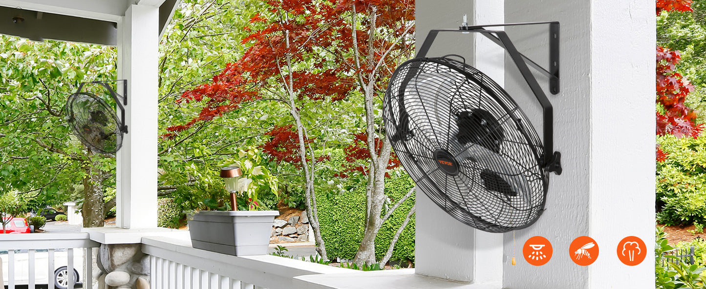 Ljustra High Velocity Waterproof Oscillating Wall Fan for Outdoor Use